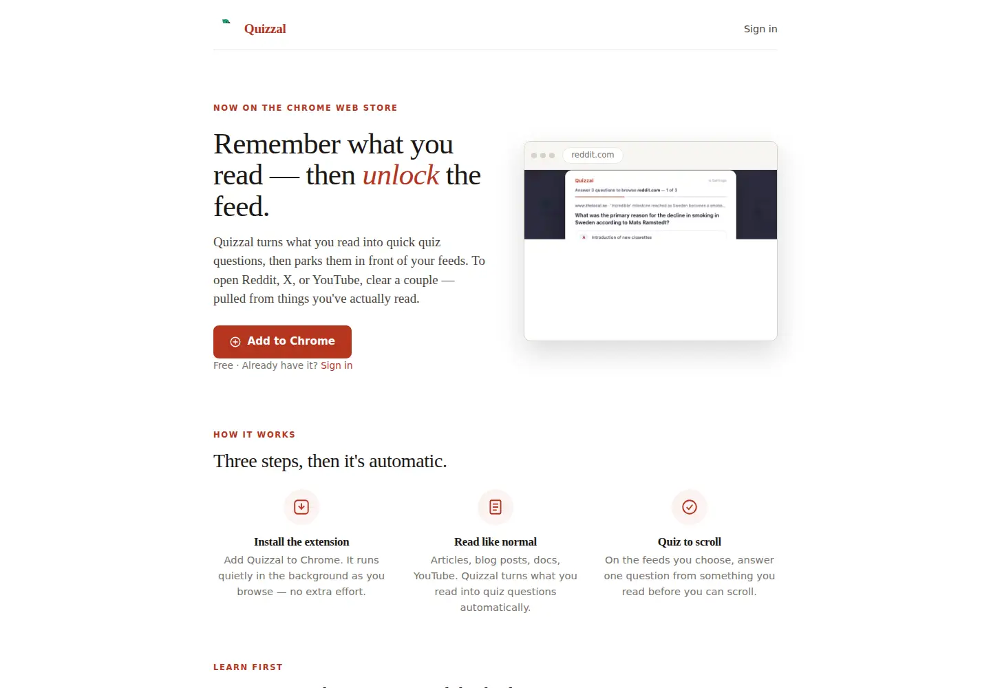 Captured homepage of quizzal.io in the current scan