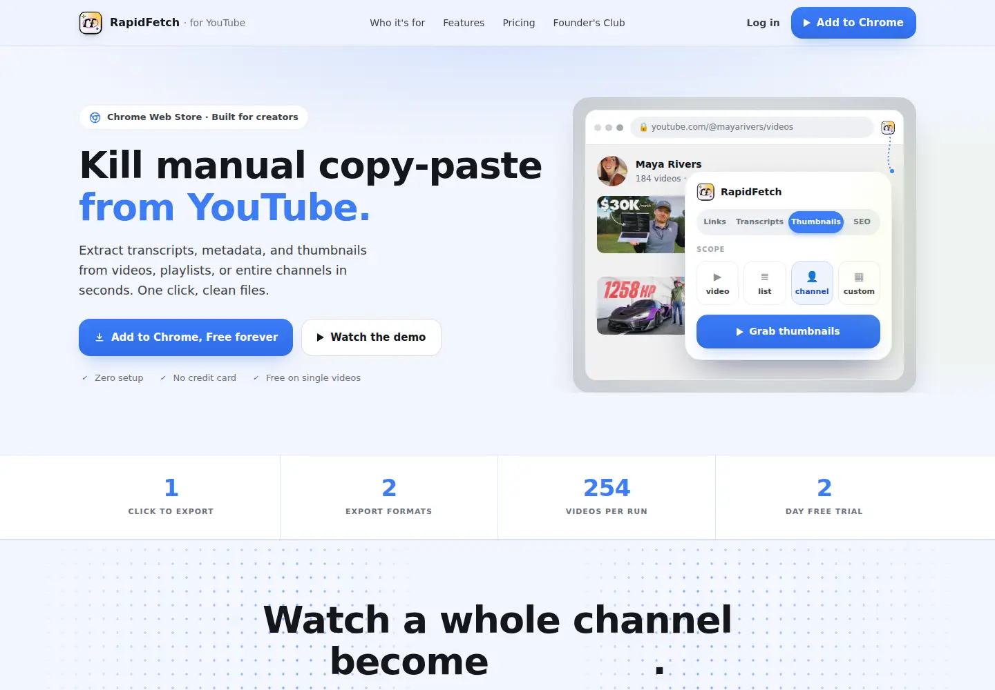 Captured homepage of rapidfetch.io in the current scan