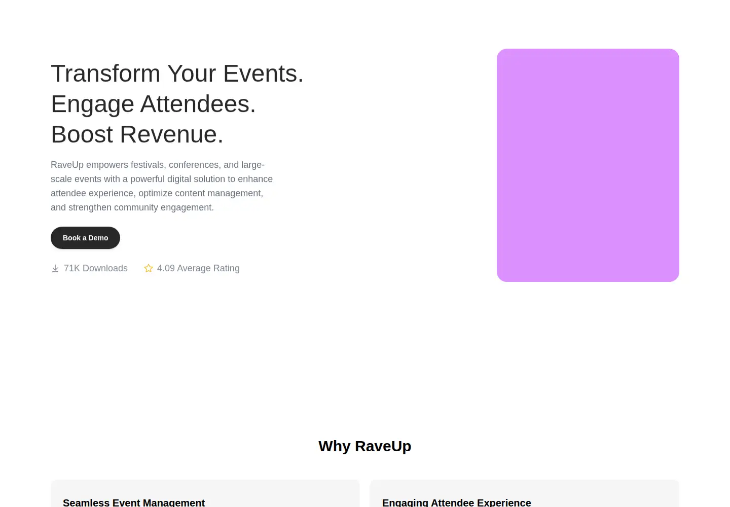 Screenshot of raveup.io