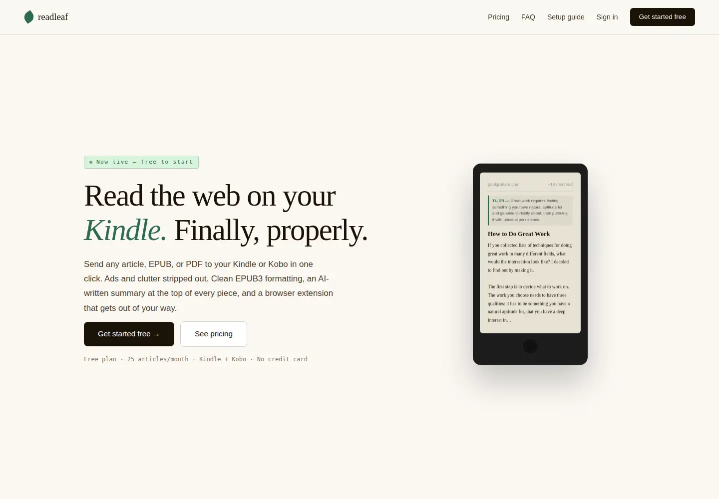 Screenshot of readleaf.io