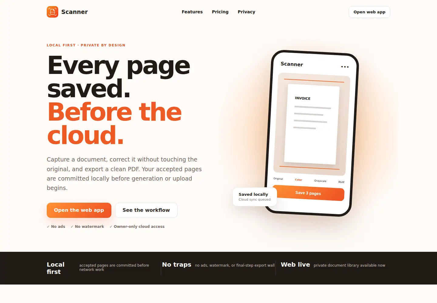 Captured homepage of scantrove.io in the current scan