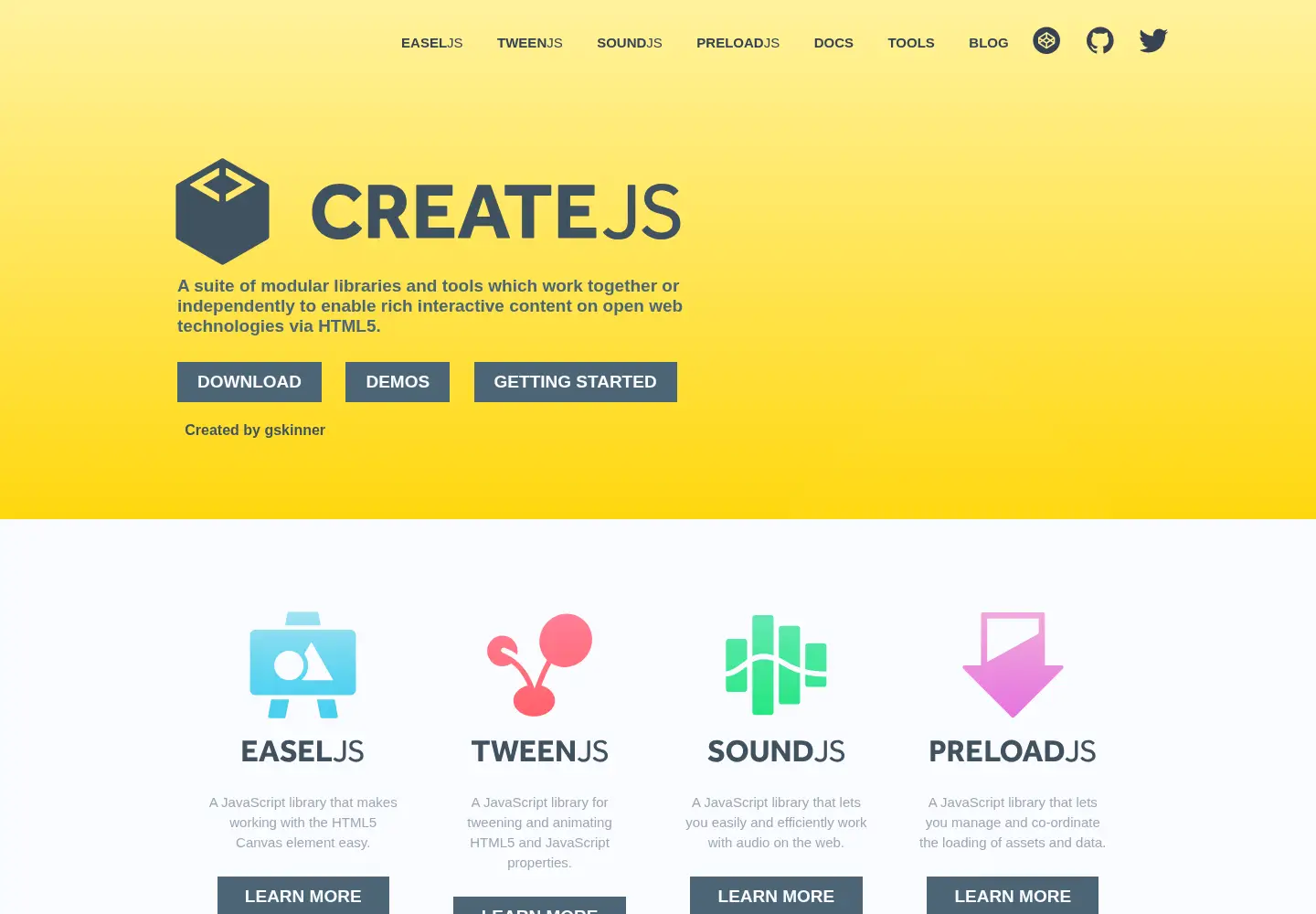 Screenshot of createjs.com