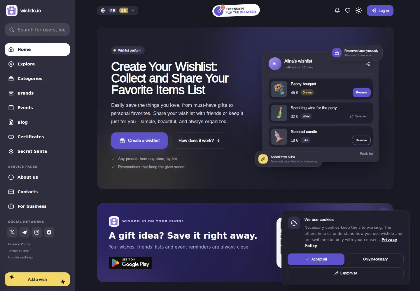 Captured homepage of wishdo.io in the current scan