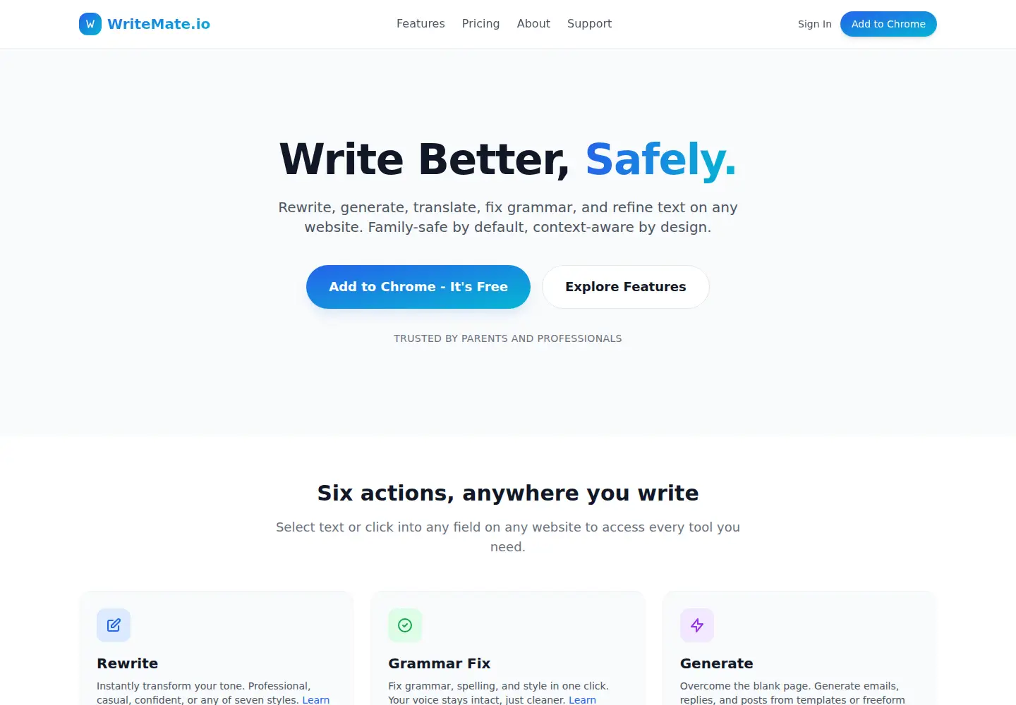 Captured homepage of writemate.io in the current scan