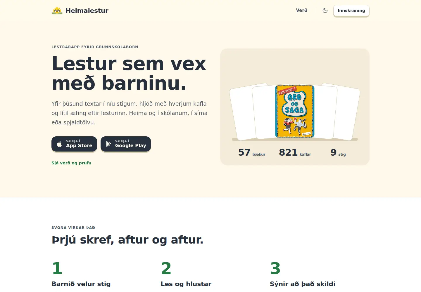Screenshot of heimalestur.is