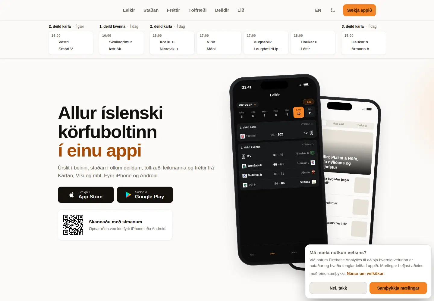 Captured homepage of korfufrettir.is in the current scan