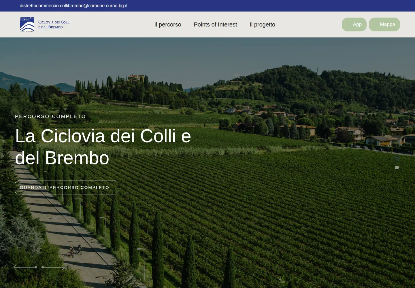 Screenshot of cicloviacolliebrembo.it