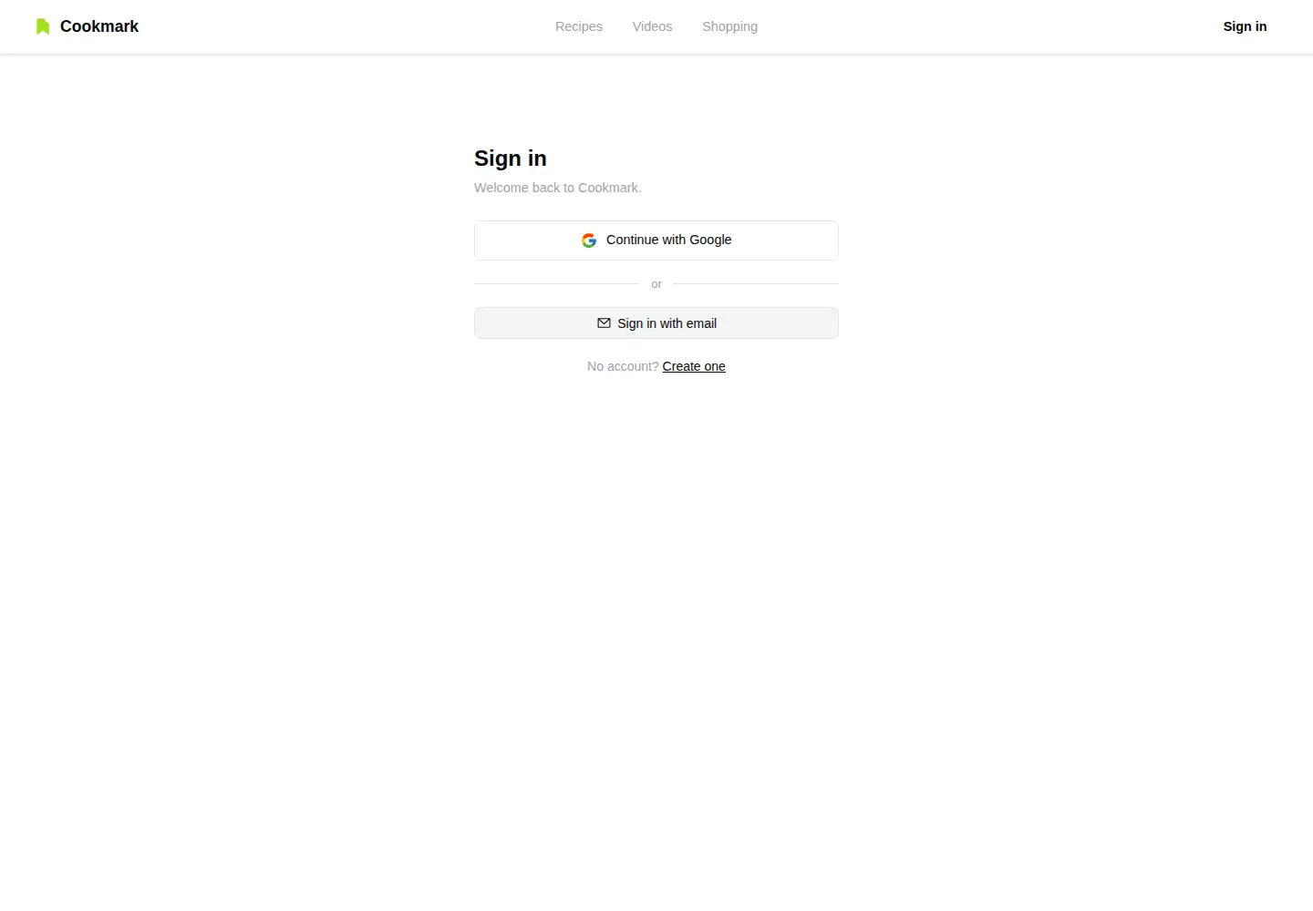 Captured homepage of cookmark.it in the current scan