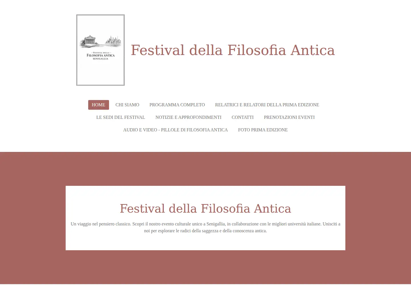 Captured homepage of festivaldellafilosofiantica.it in the current scan