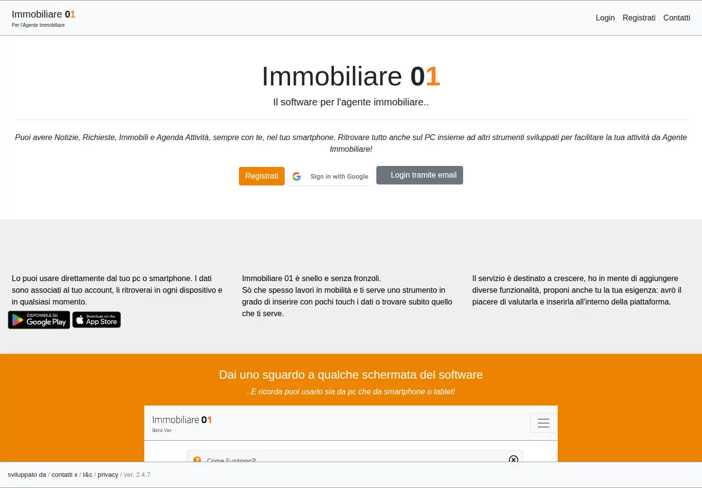 Captured homepage of immobiliare01.it in the current scan
