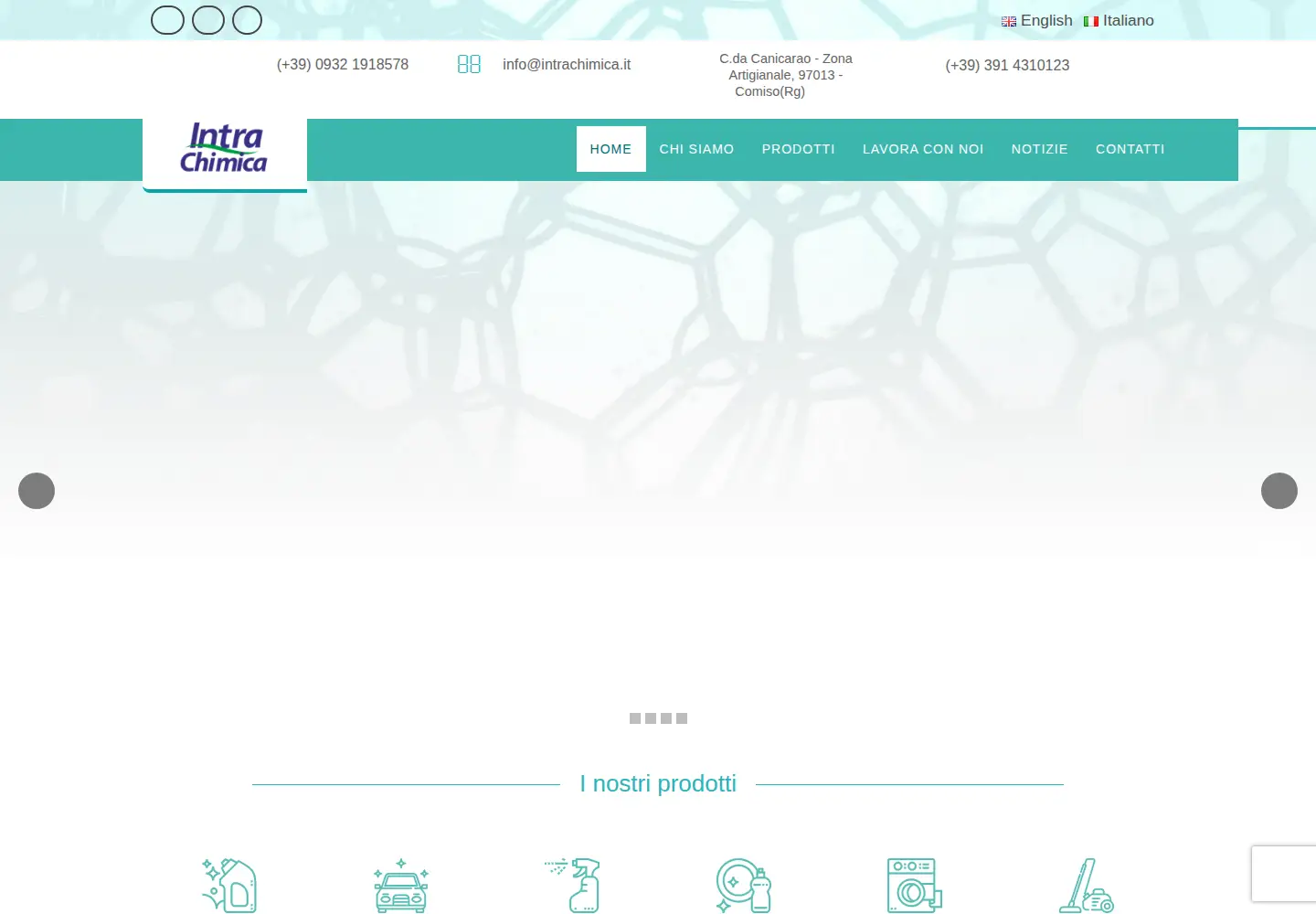 Captured homepage of intrachimica.it in the current scan
