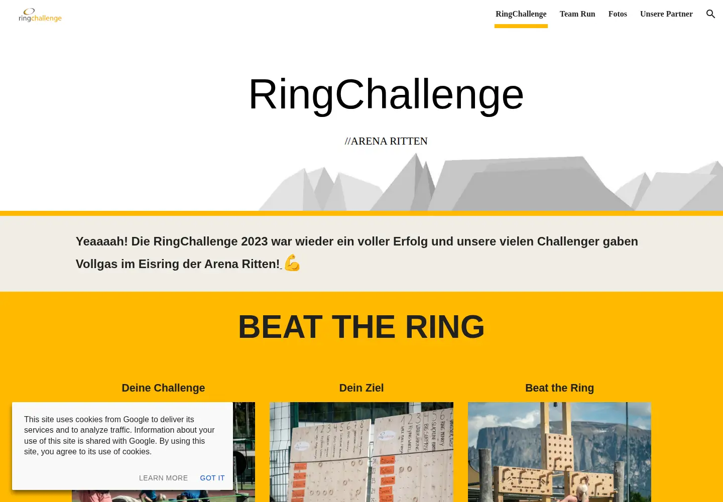 Captured homepage of ringchallenge.it in the current scan