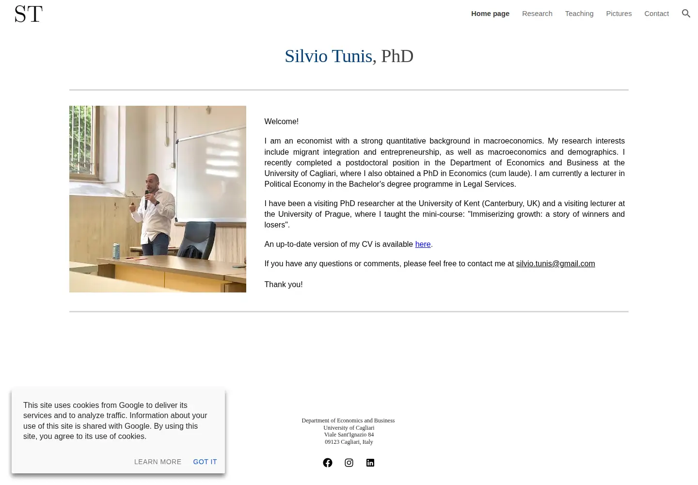 Captured homepage of silviotunis.it in the current scan