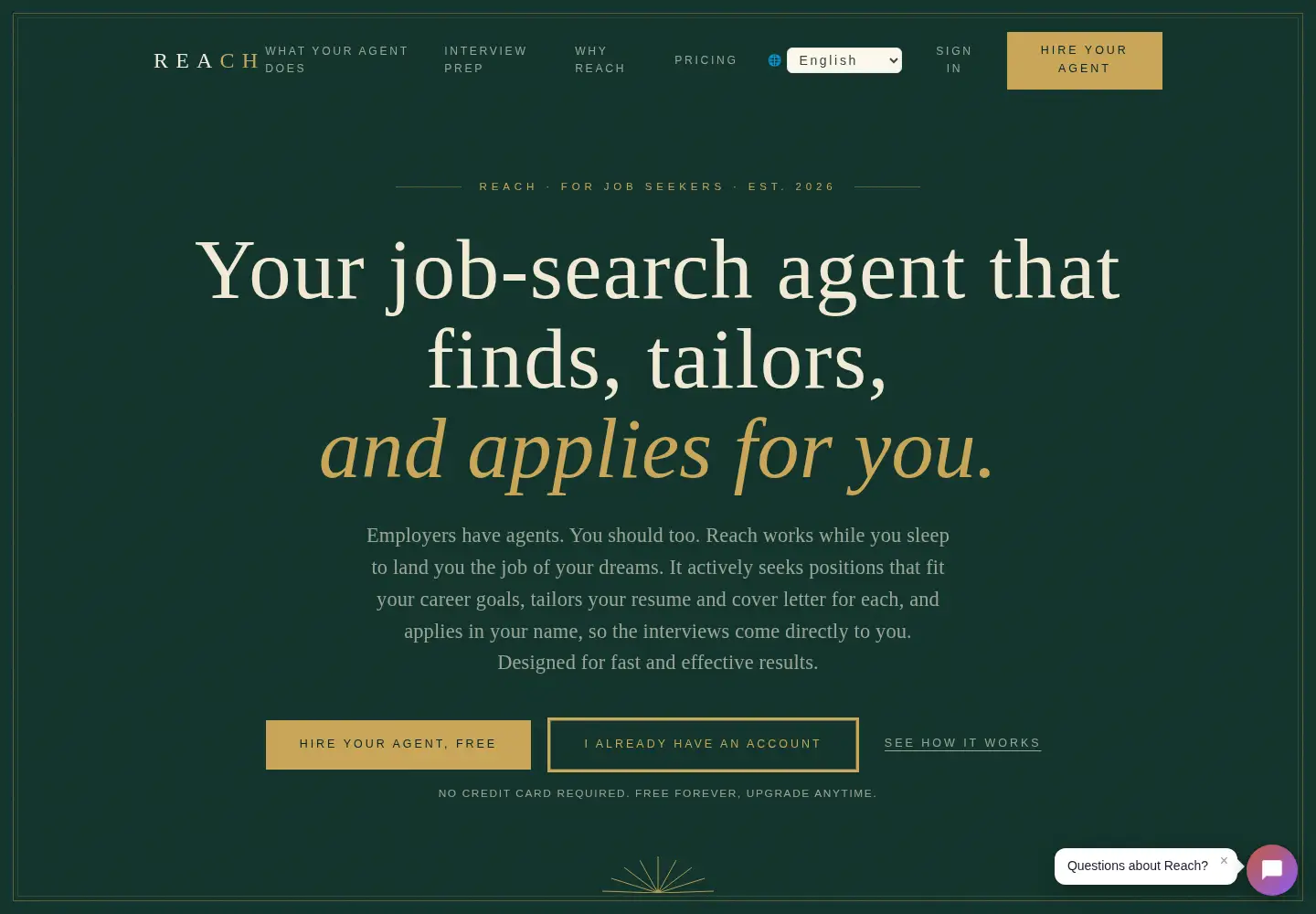 Captured homepage of reach.jobs in the current scan