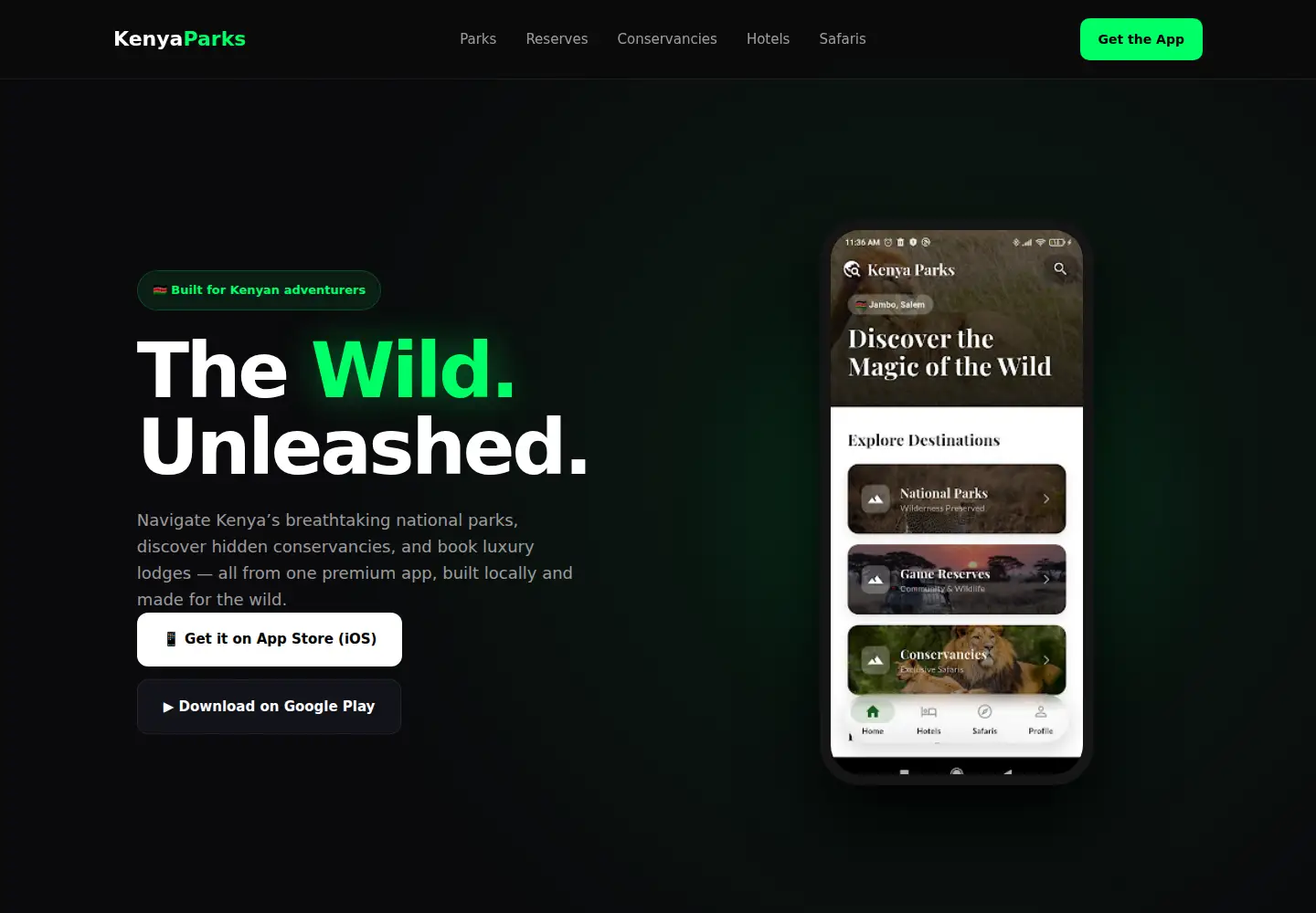 Screenshot of kenyaparks.co.ke