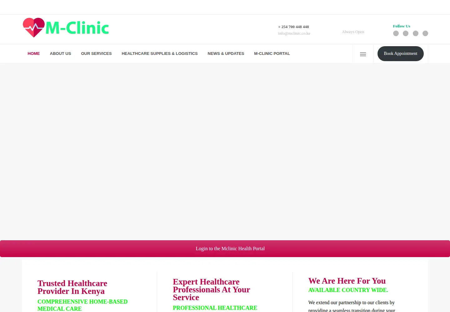 Captured homepage of mclinic.co.ke in the current scan