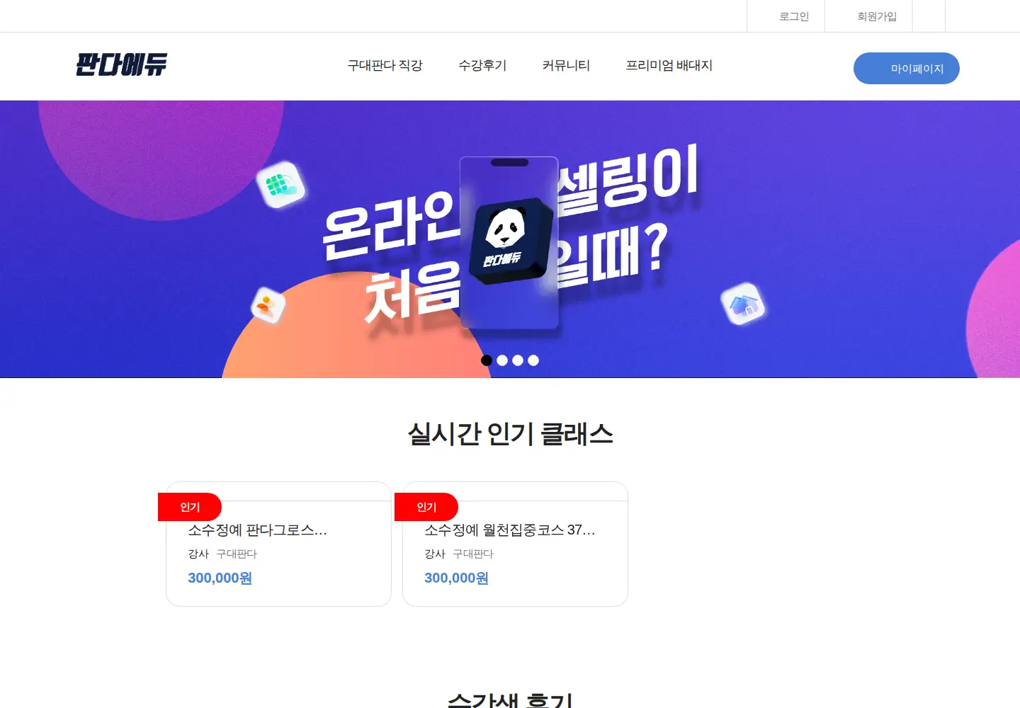 Screenshot of pandaedu.kr