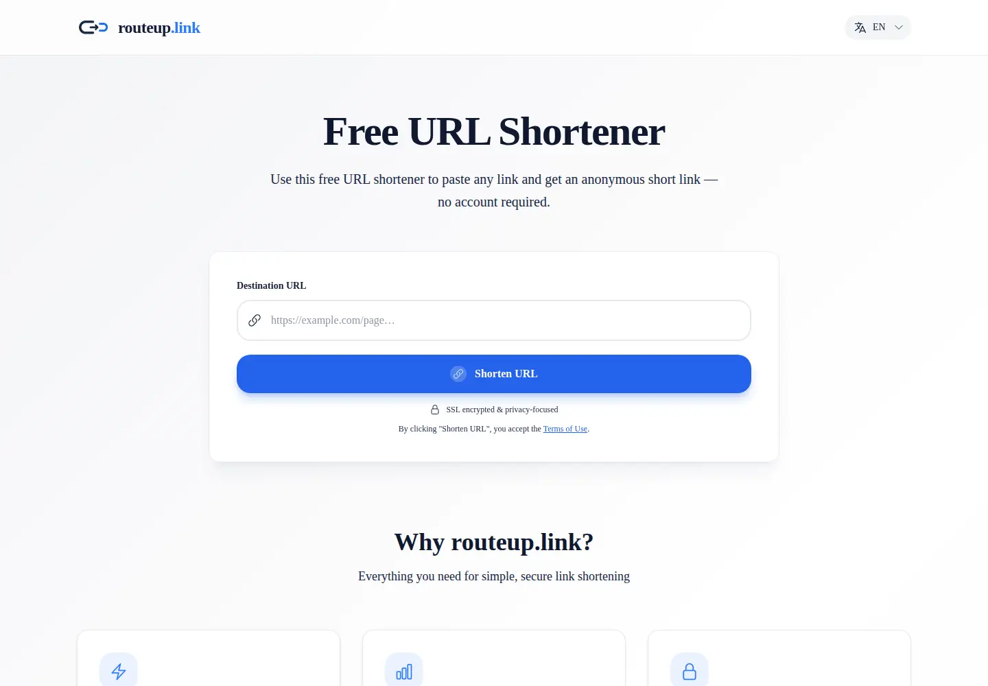 Screenshot of routeup.link
