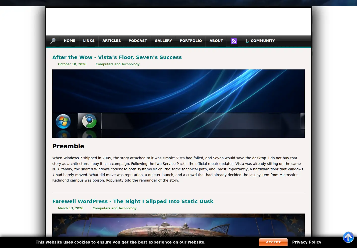 Captured homepage of eclecblog.live in the current scan