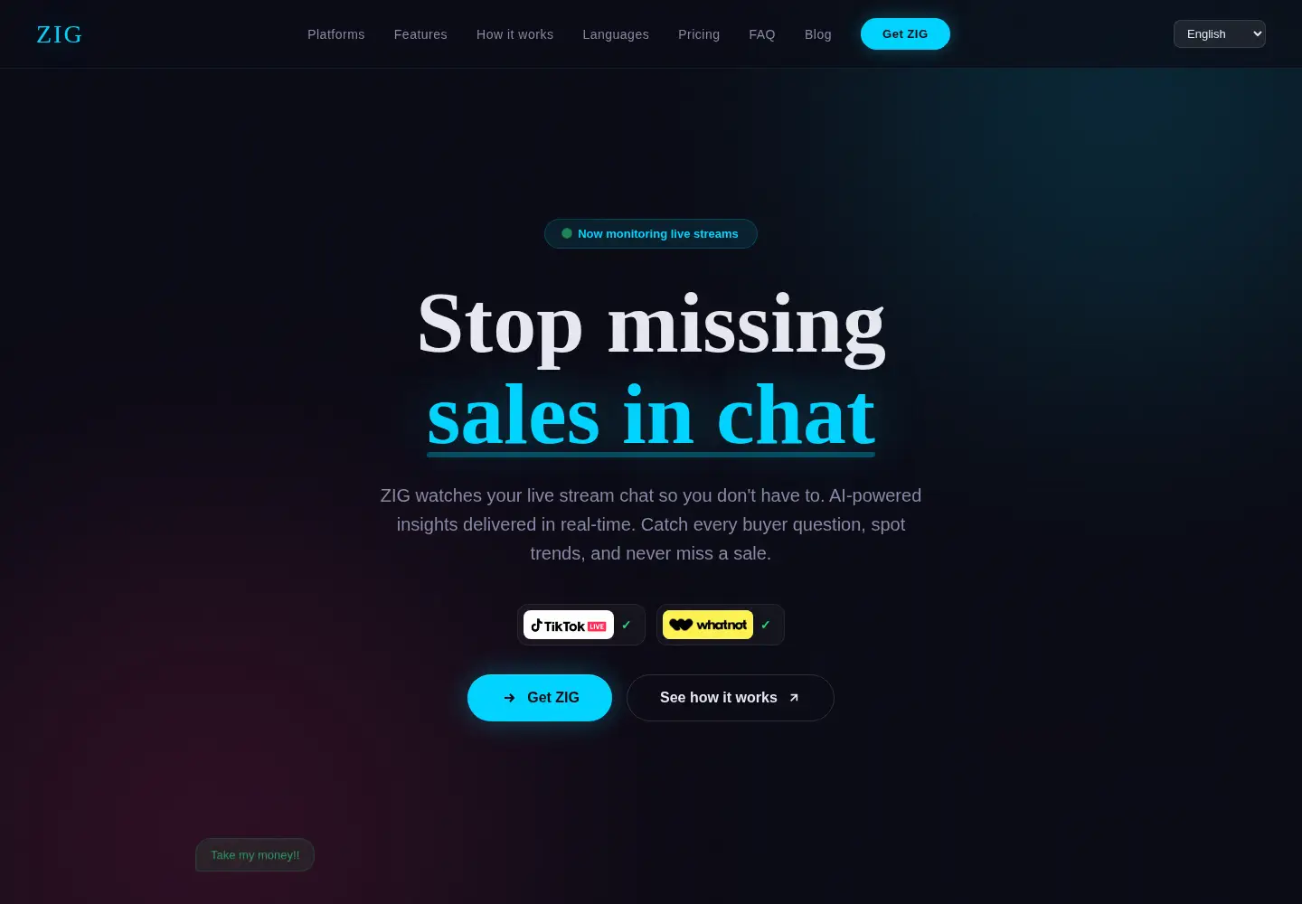 Screenshot of getzig.live