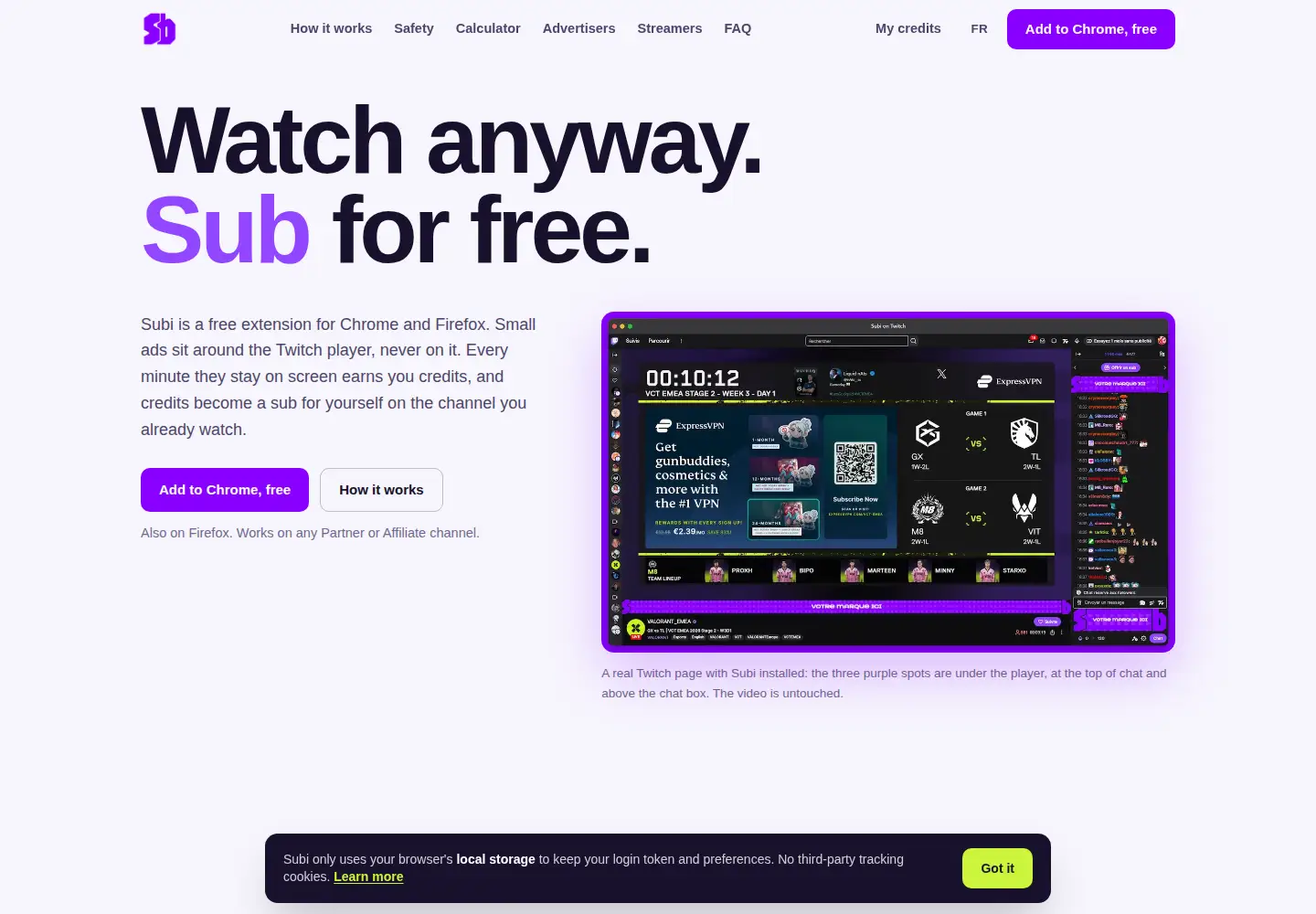 Captured homepage of subi.live in the current scan