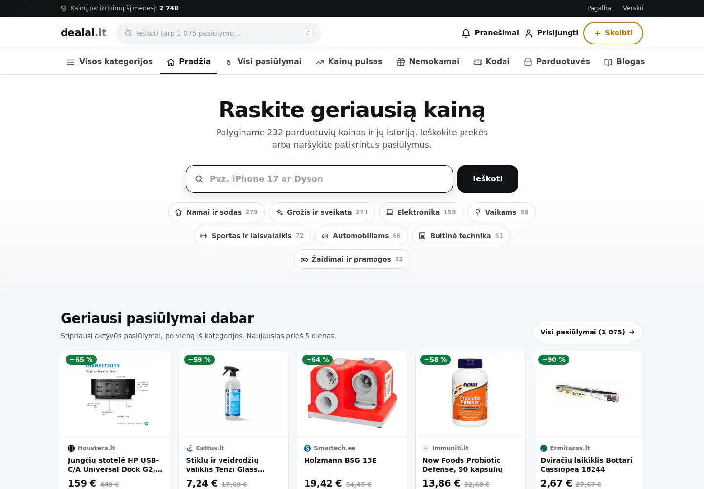 Captured homepage of dealai.lt in the current scan