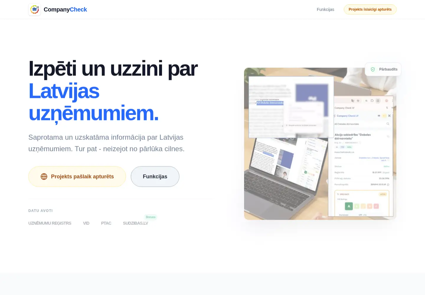 Screenshot of companycheck.lv