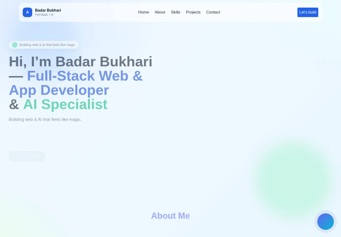 Screenshot of badarbukhari.me