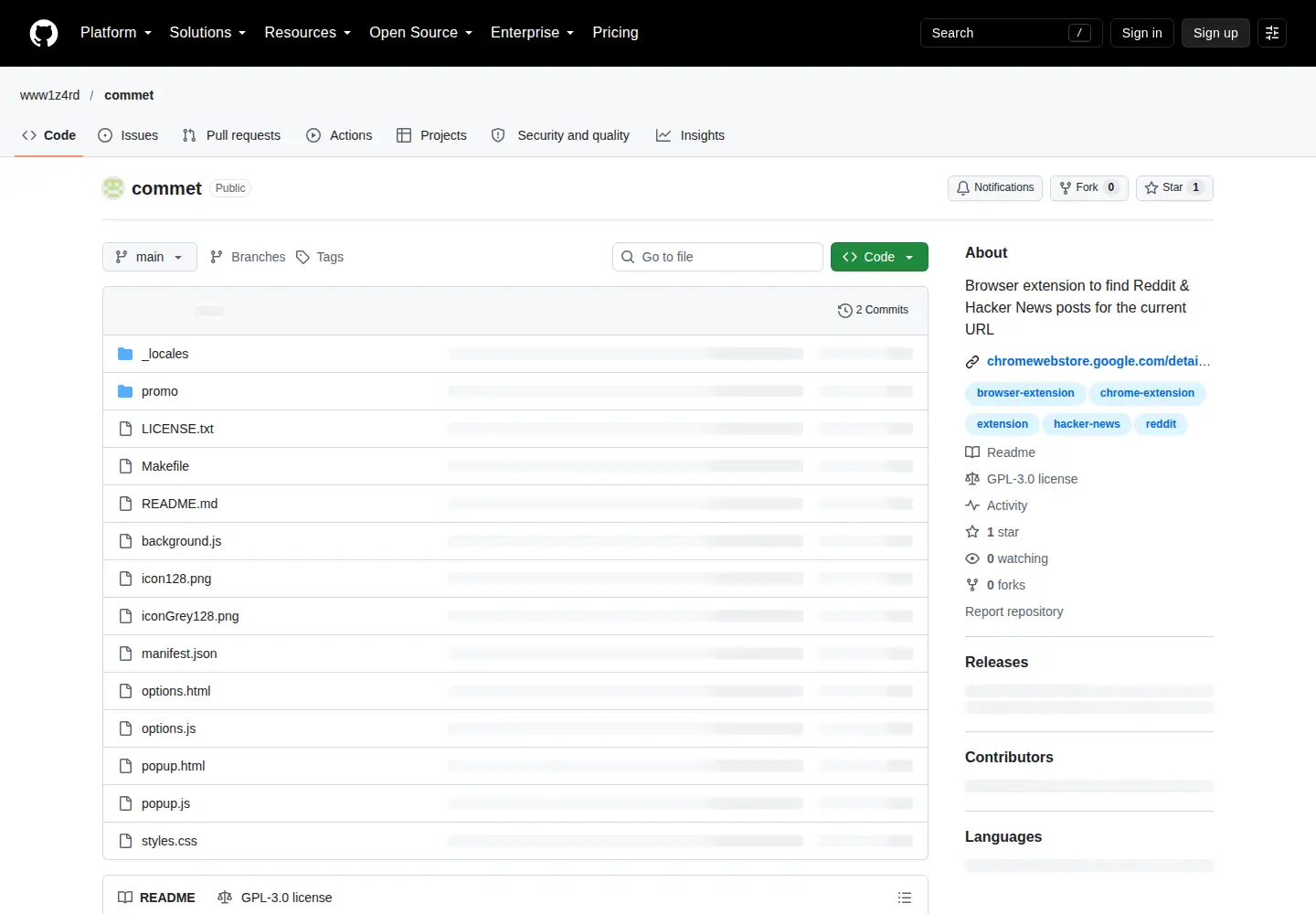 Screenshot of commet.me