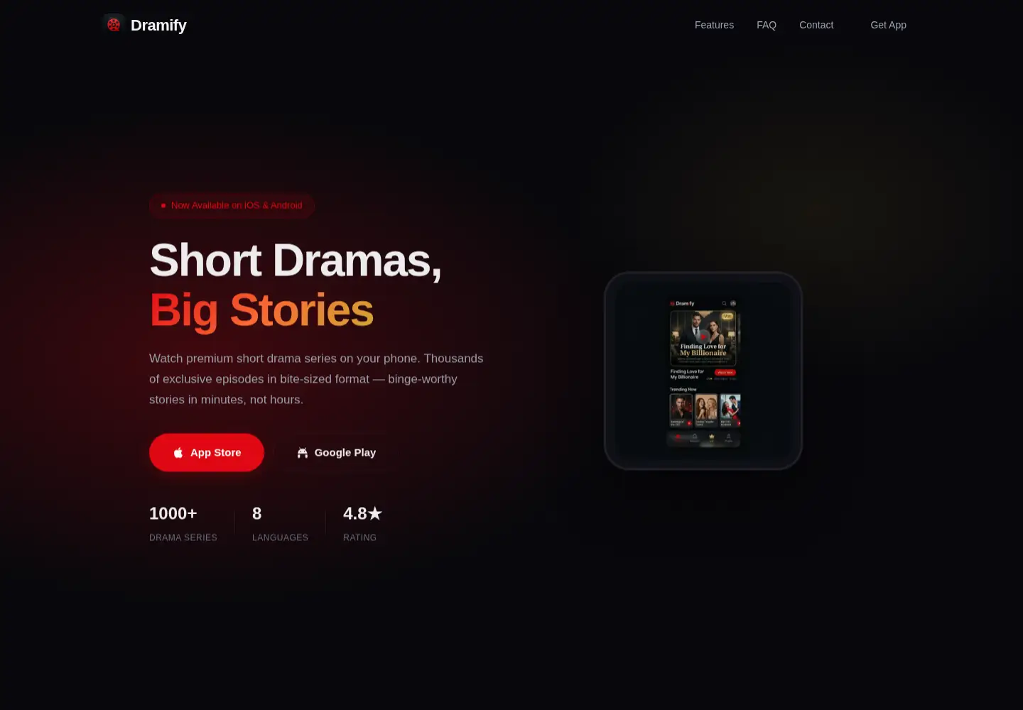 Captured homepage of dramify.me in the current scan