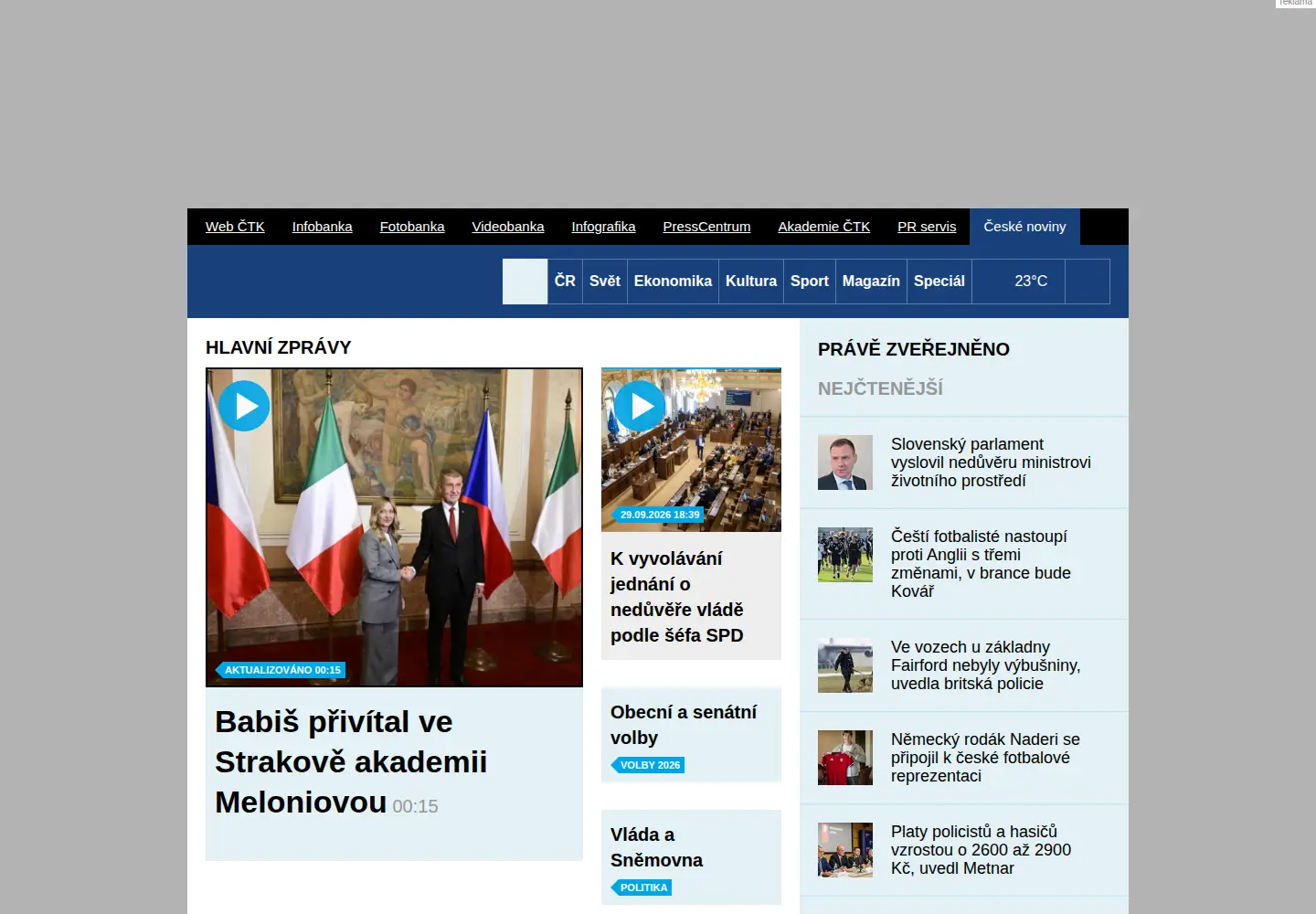 Screenshot of ceskenoviny.cz