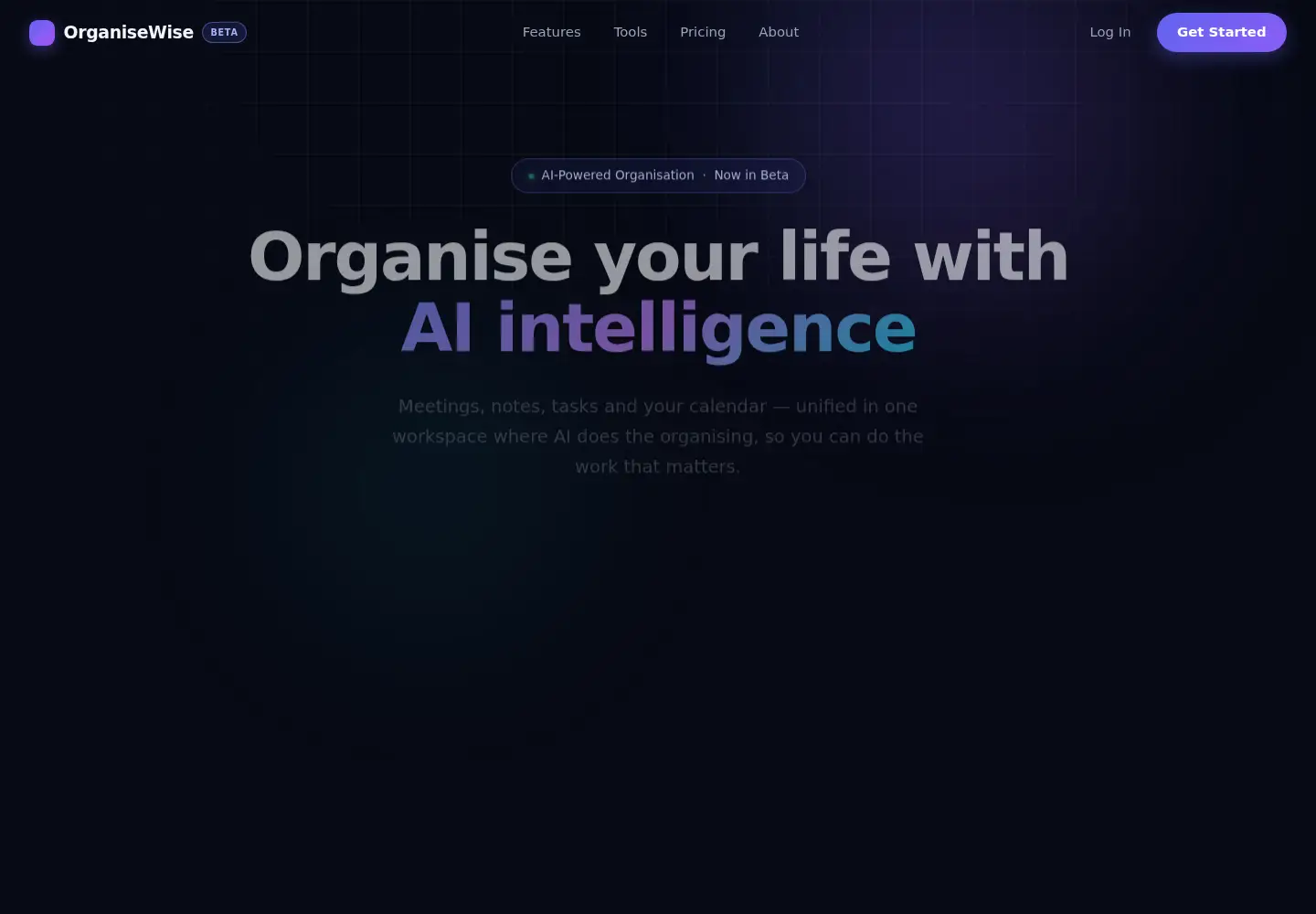 Screenshot of organisewise.me