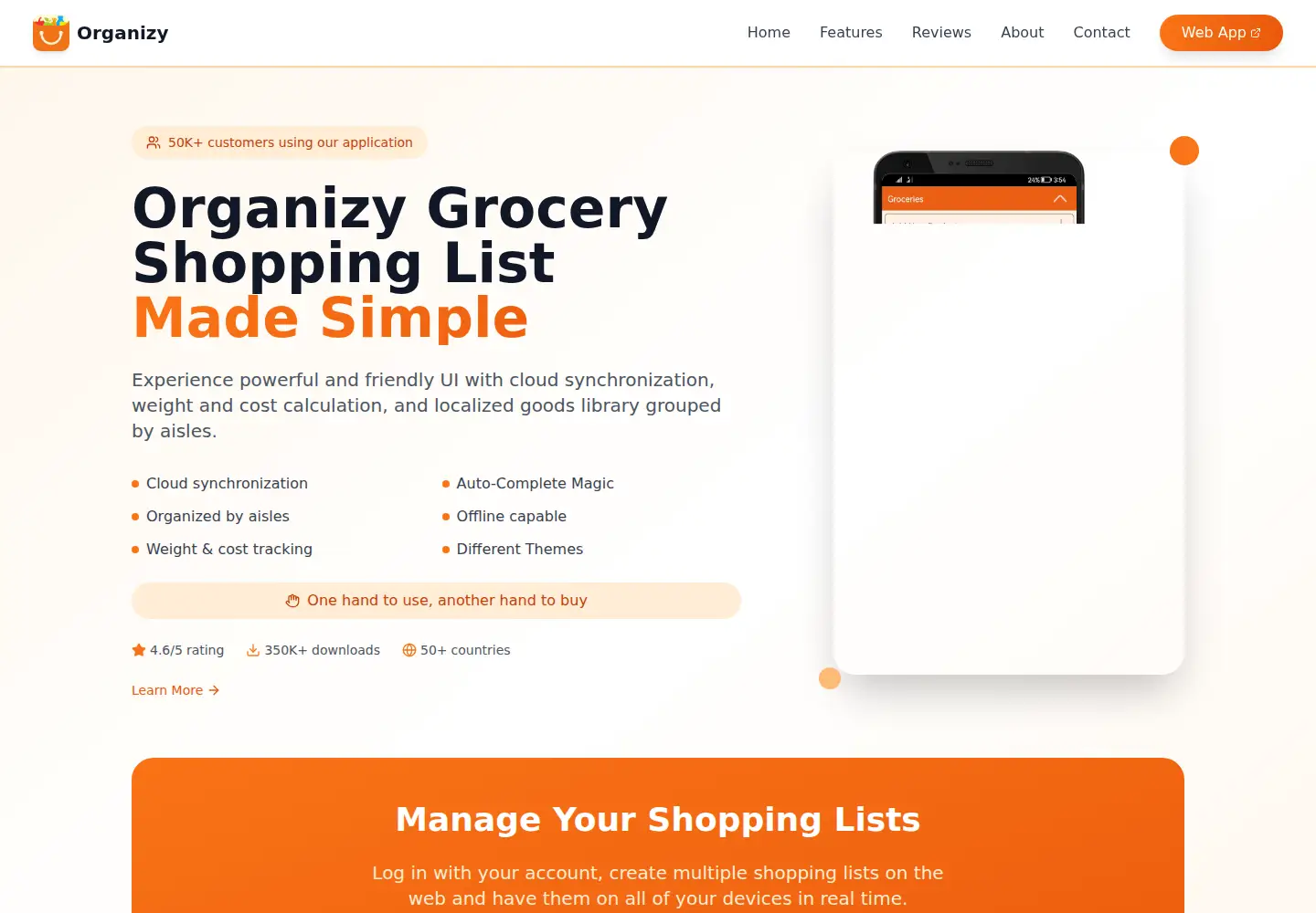 Captured homepage of organizy.me in the current scan