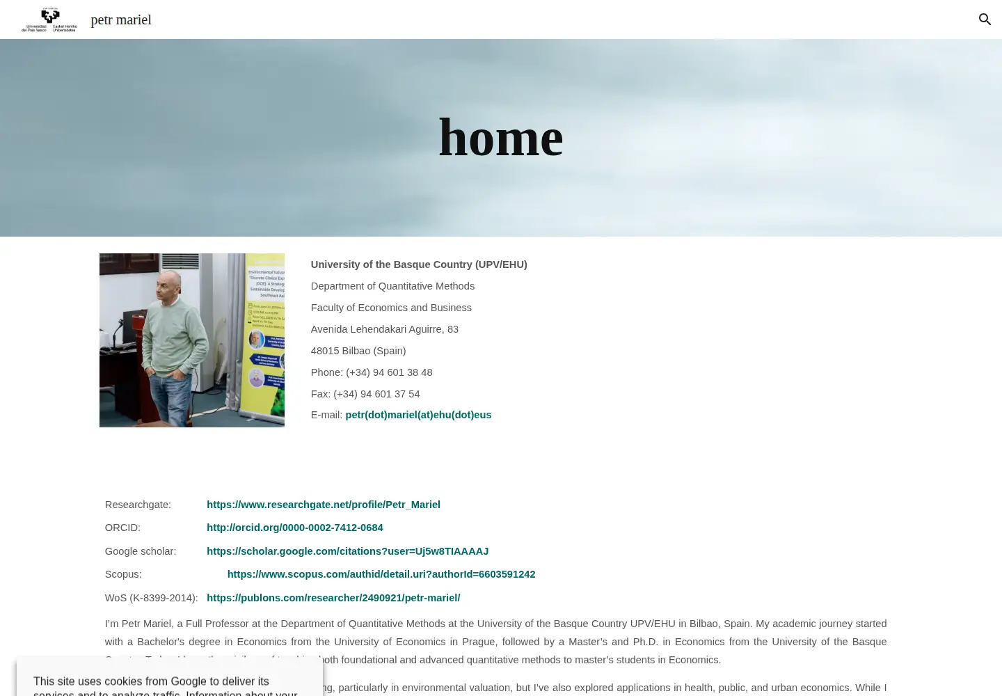 Captured homepage of petrmariel.me in the current scan