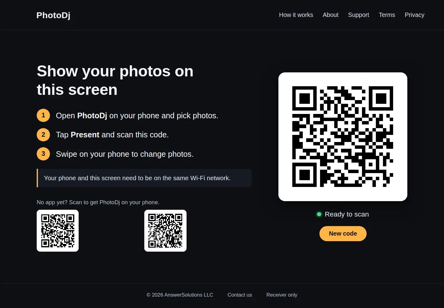 Captured homepage of photodj.me in the current scan