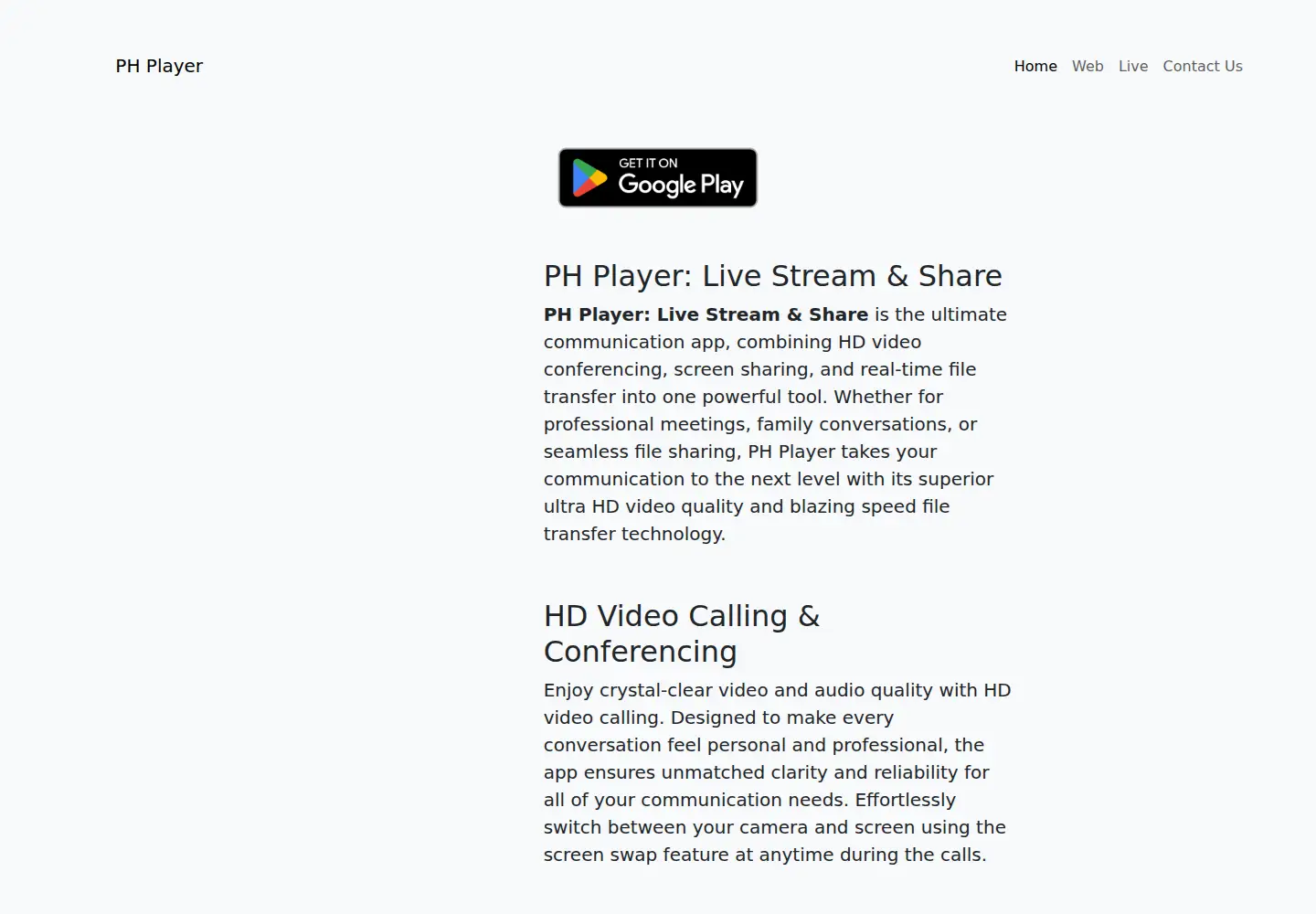 Screenshot of phplayer.me