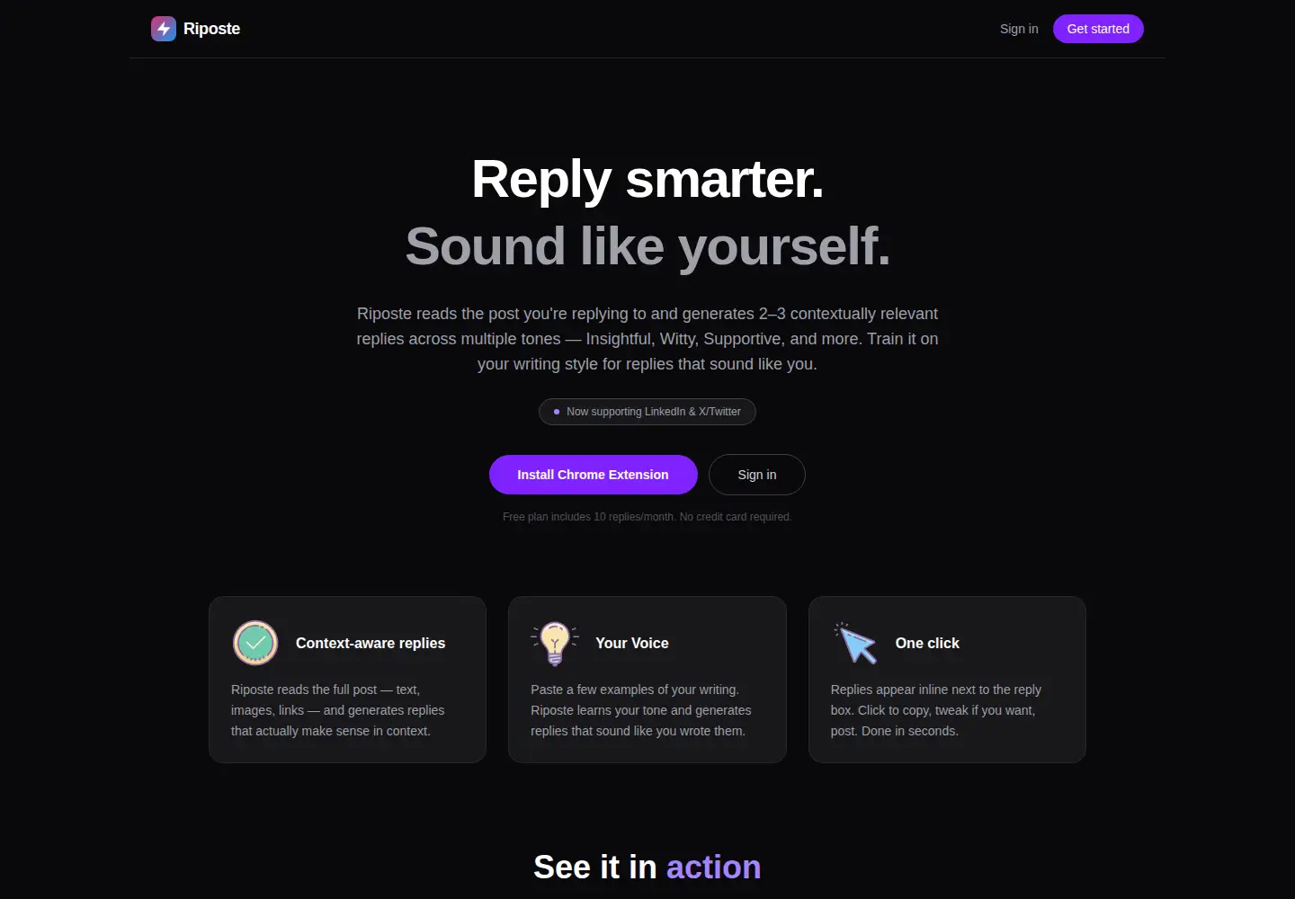 Screenshot of riposte.me