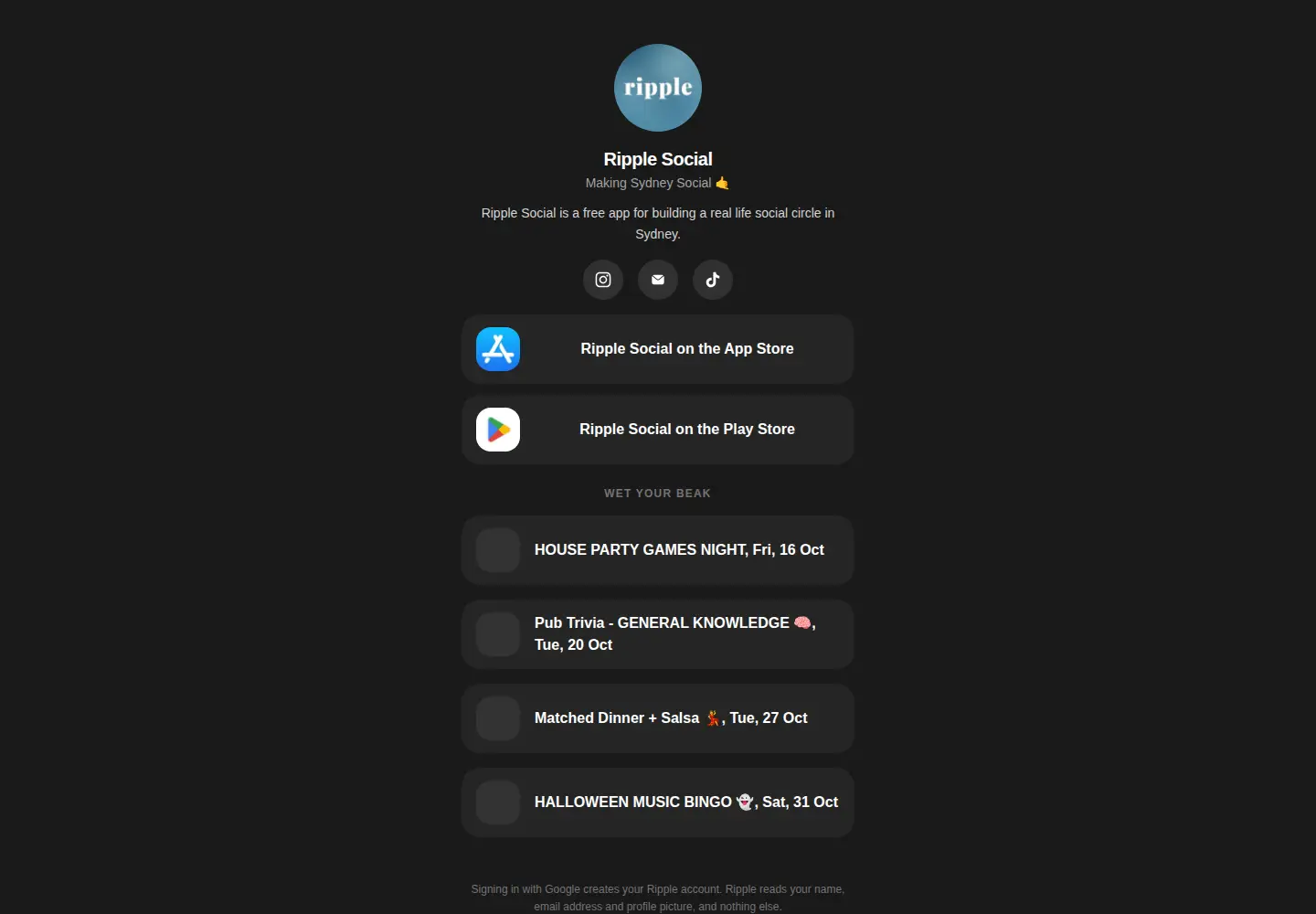 Screenshot of ripplesocial.me