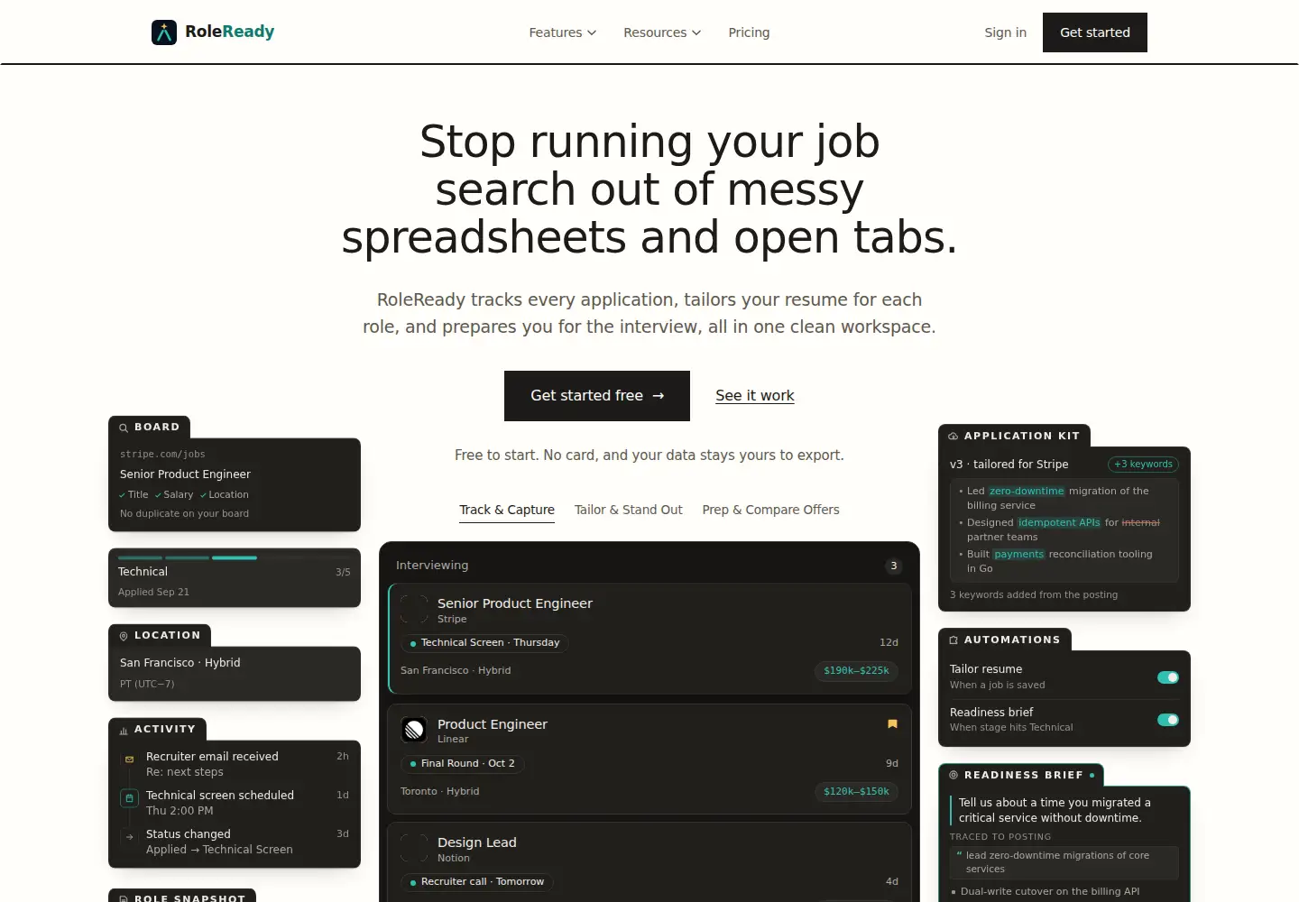 Screenshot of roleready.me