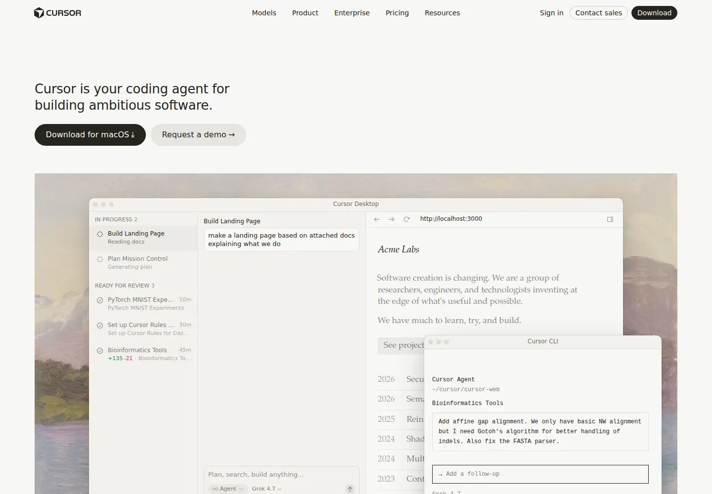 Screenshot of cursor.com
