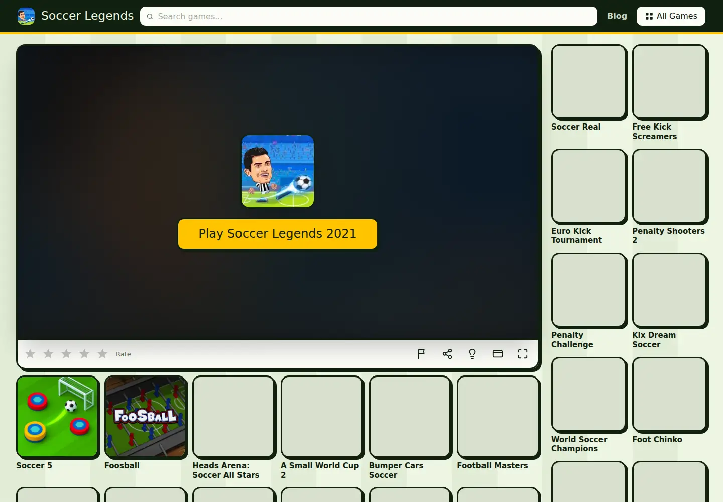 Captured homepage of soccerlegends.me in the current scan