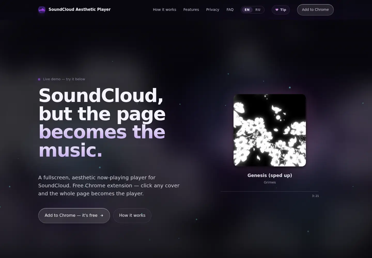 Screenshot of soundcloudplayer.me