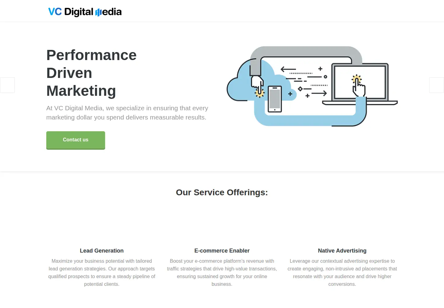 Captured homepage of vcdigital.media in the current scan
