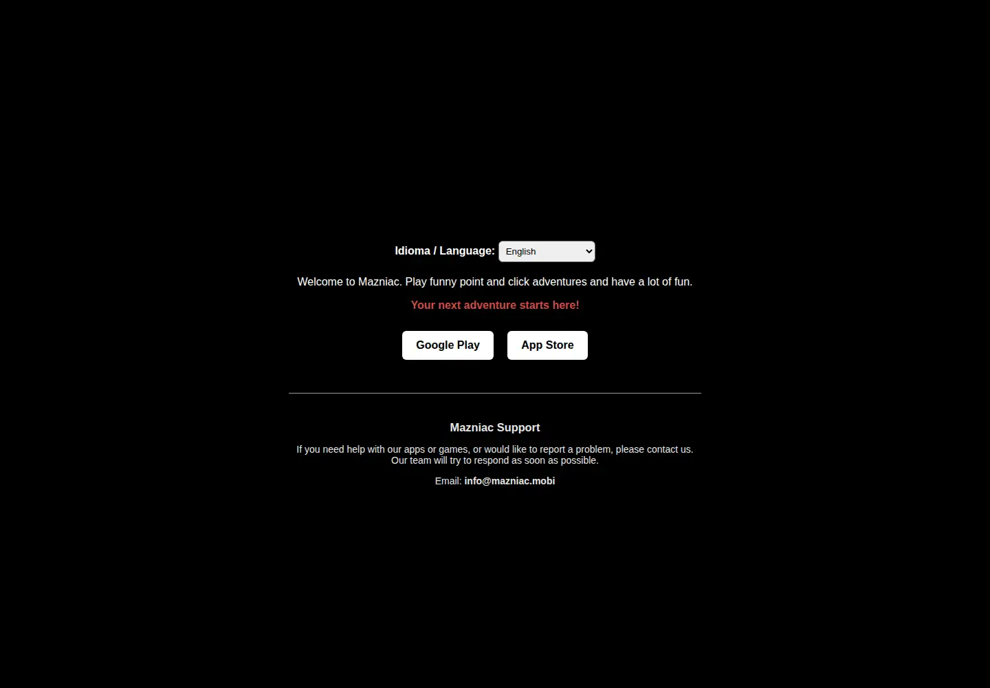 Captured homepage of mazniac.mobi in the current scan