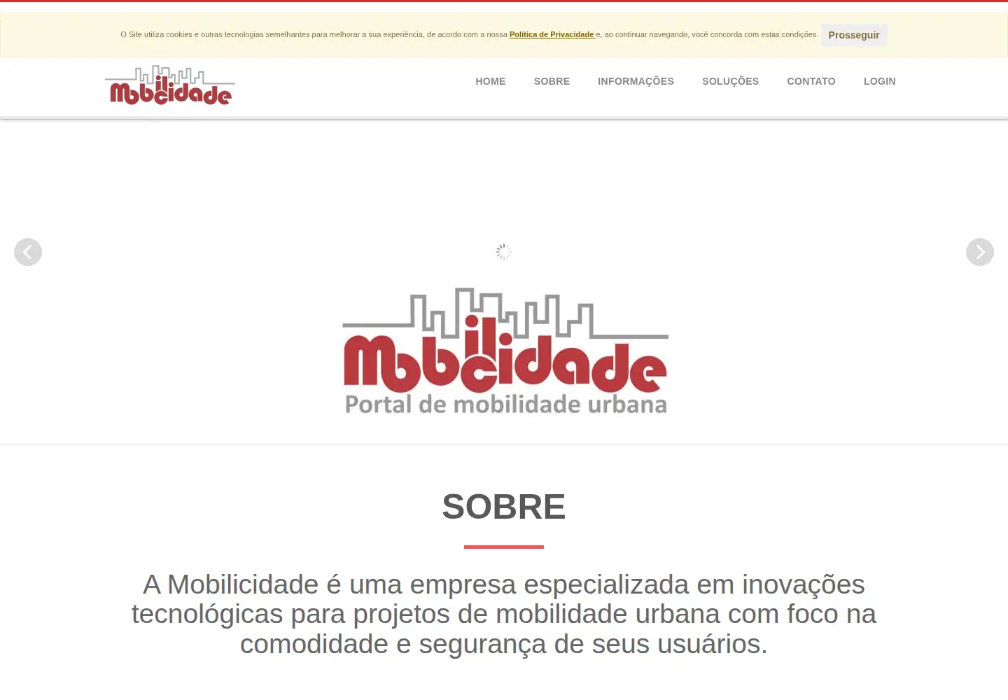 Captured homepage of mobilicidade.mobi in the current scan