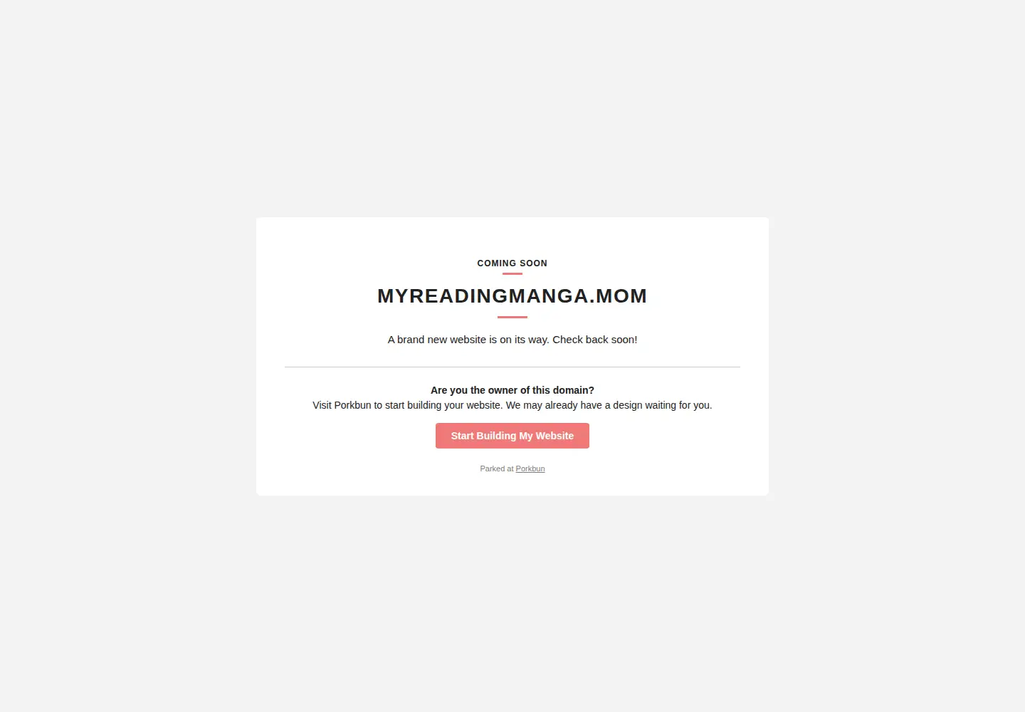 Captured homepage of myreadingmanga.mom in the current scan