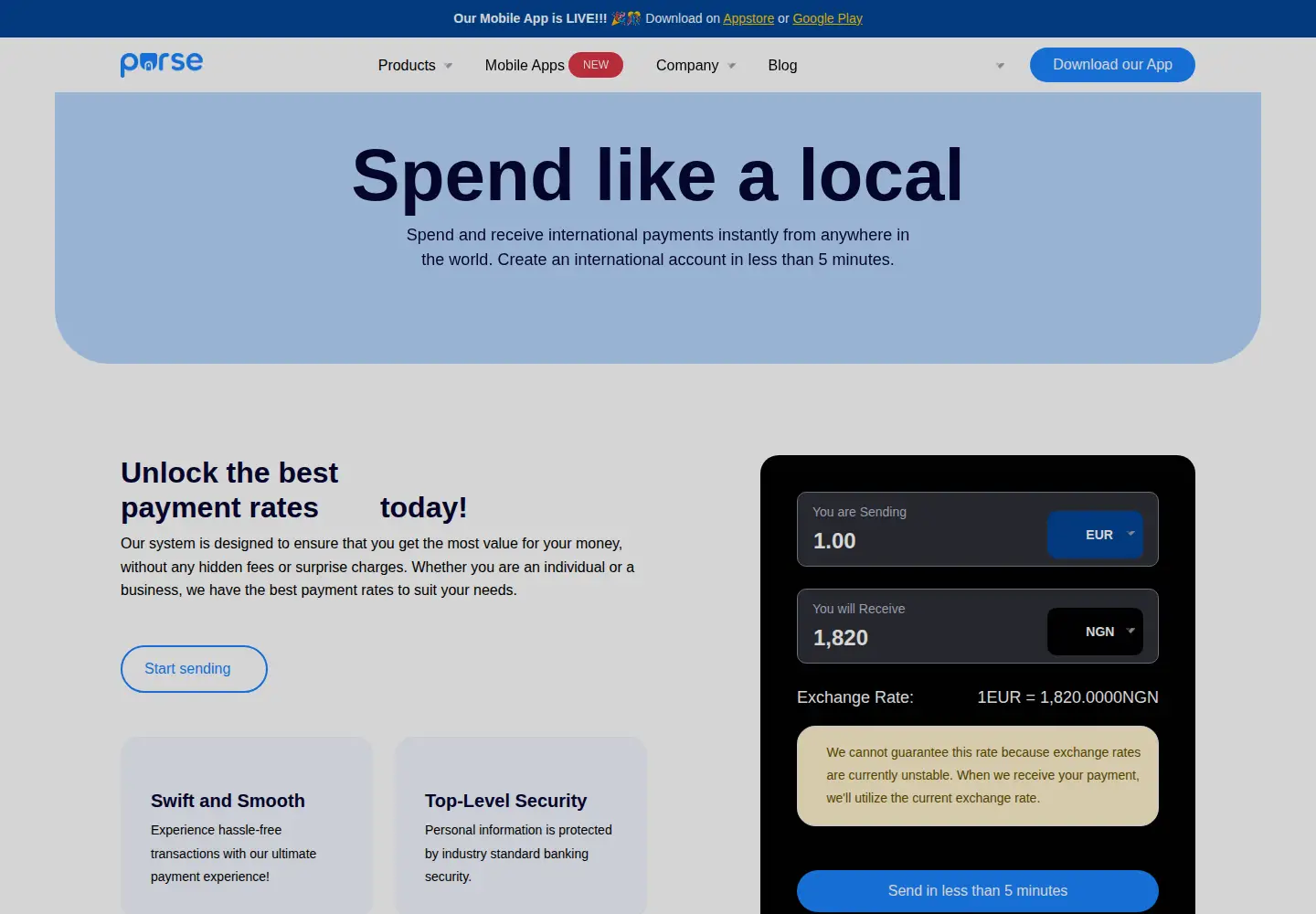 Captured homepage of purse.money in the current scan