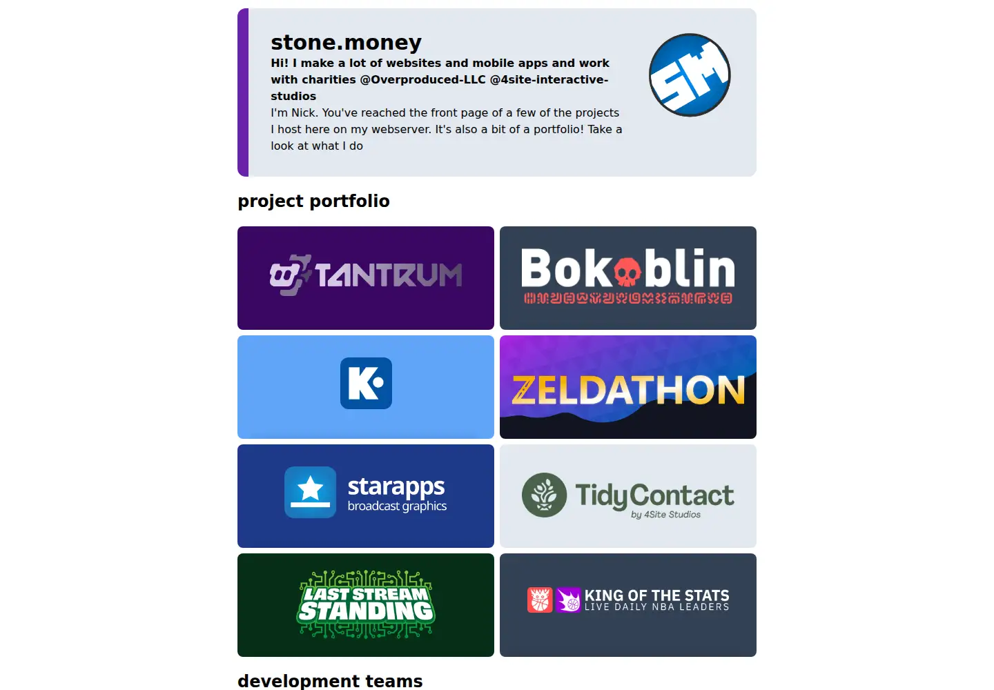 Screenshot of stone.money