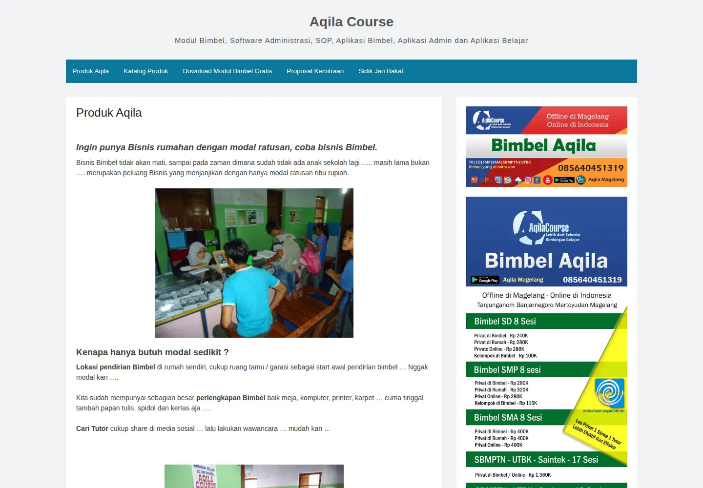 Screenshot of aqilacourse.net