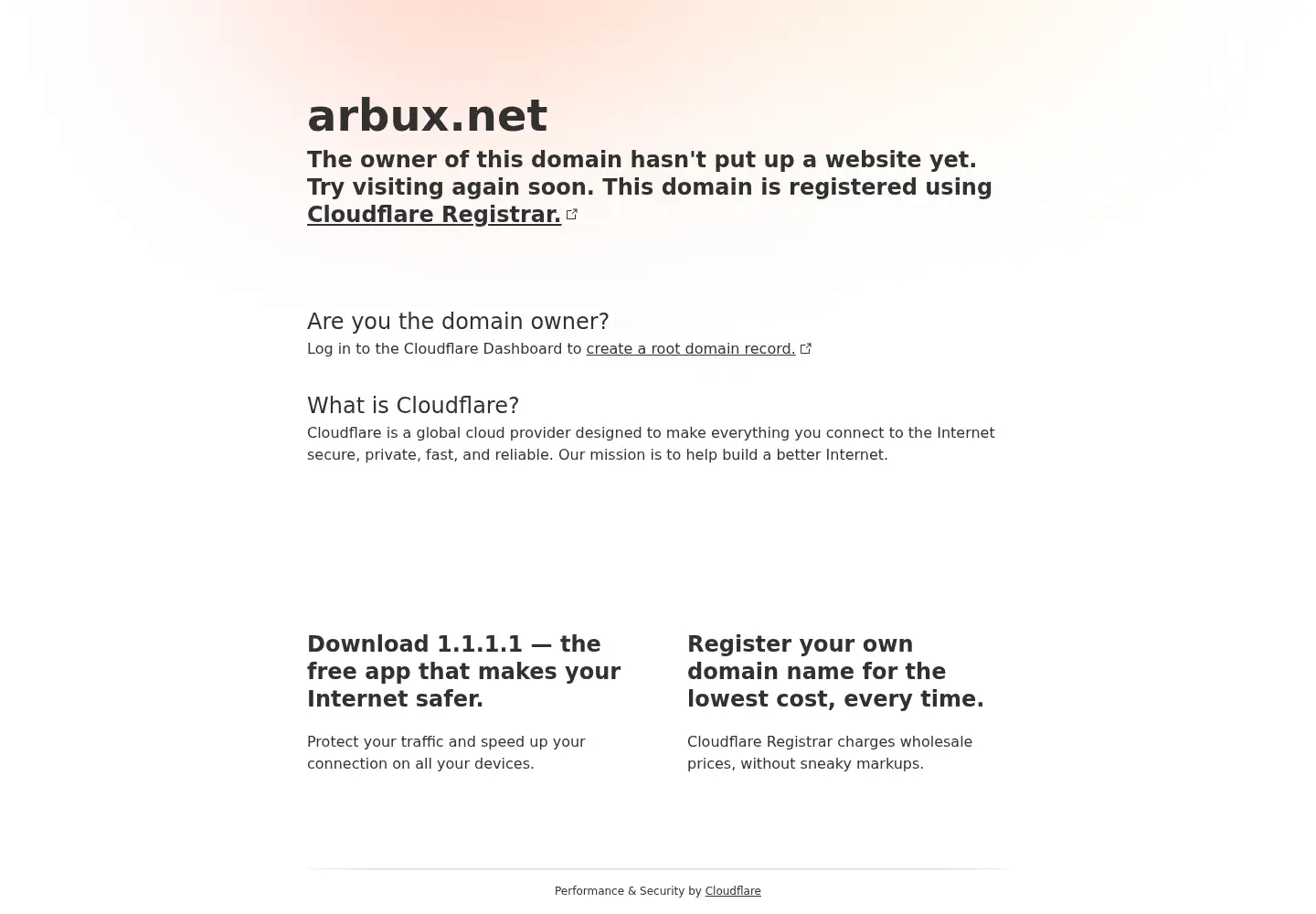 Captured homepage of arbux.net in the current scan
